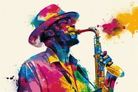 Jazz musician of different playing musical instrument and singing saxophone portrait adult.