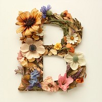 Alphabet B font flower art wreath.