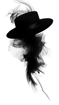 Hat liked smoke silhouette black white.