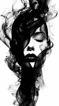 Abstract smoke face shaped adult black white.