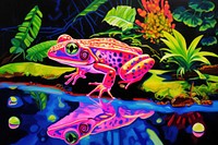 A frog purple amphibian wildlife.