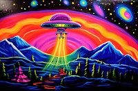 UFO painting purple outdoors.