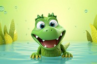 Cute baby crocodile background cartoon animal green.