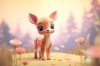 Cute baby deer background cartoon mammal animal.