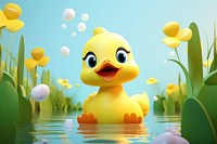 Cute baby duck background cartoon outdoors toy.