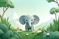 Cute baby elephant background cartoon outdoors plant.