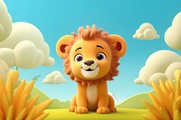 Cute baby lion background cartoon toy representation.