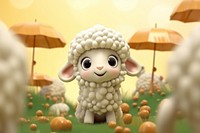 Cute baby sheep background cartoon representation agriculture.