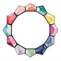 Gemstone with colorful hexagon frame jewelry white background accessories.