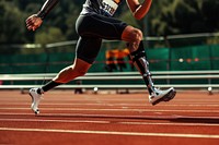 An athletic with prosthetic leg running sports adult.