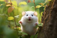 Cute white hamster animal rodent mammal.