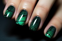 Green neon nail color cosmetics hand fingernail.