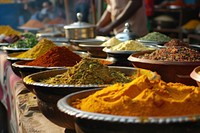 Indian spices food arrangement ingredient.