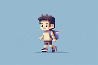 Boy walking pixel architecture technology exercising.