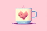 Coffee cup pixel heart drink mug.