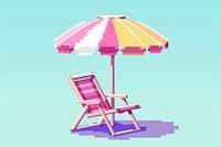 Deckchair with beach umbrella pixel furniture architecture relaxation.