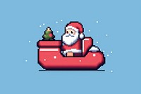 Santa on sleigh pixel transportation celebration creativity.