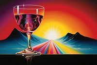 Airbrush art of a wine glass drink refreshment drinkware.