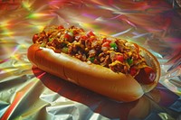 Delicious hot dogs fully loaded with assorted toppings food bratwurst condiment.