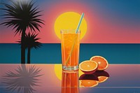 Airbrush art of a glass of juice summer fruit drink.