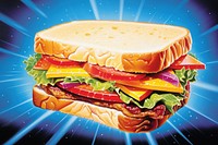 Airbrush art of a sandwich food meal advertisement.