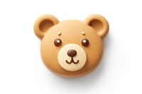 3d cute bear face biscuit toy white background anthropomorphic.
