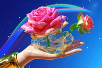 3d model hand holding rose outdoors graphics flower.