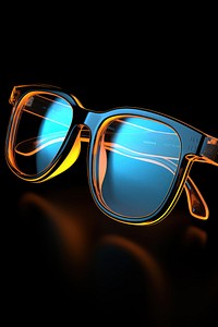 3d render of glowing glasses sunglasses black black background.