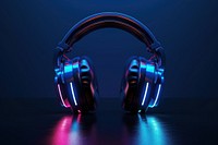 3d render of glowing headphone headphones headset black.