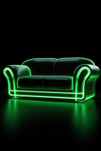3d render of glowing sofa furniture light black.