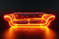 3d render of glowing sofa furniture light neon.
