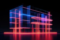 Neon building wireframe light neon architecture.