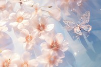 Aesthetic butterfly background holography flower backgrounds outdoors.