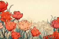 Ukiyo-e art tulip border backgrounds pattern drawing.