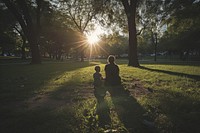 Mothers and child light park photography.