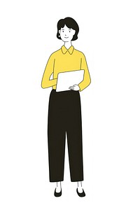 Doodle illustration of business woman drawing holding cartoon.