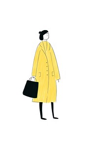 Doodle illustration of business woman bag overcoat cartoon.