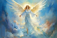 Painting of heaven angel adult blue.
