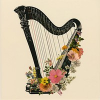 Paper collage of harp flower art creativity.