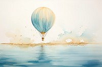 Watercolor flying balloon watery aircraft painting vehicle.