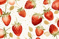 Watercolor strawberry pattern backgrounds fruit plant.