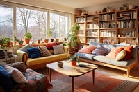 Cozy living room furniture architecture building.