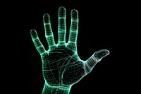 Wireframe of hand grid technology futuristic gesturing.