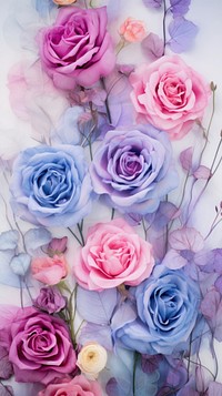 Blue-pink and purple rainbow roses flower backgrounds pattern.