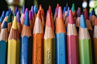Stationery color pencil collection arrangement backgrounds creativity.