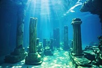 Underwater ancient temple outdoors nature architecture.