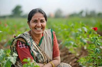 Woman farmer outdoors smiling nature.