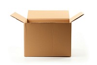 Cardboard box carton white background.