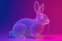 Neon rabbit wireframe animal mammal purple.