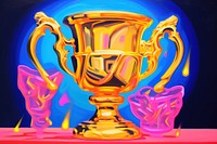 Trophy painting yellow purple.